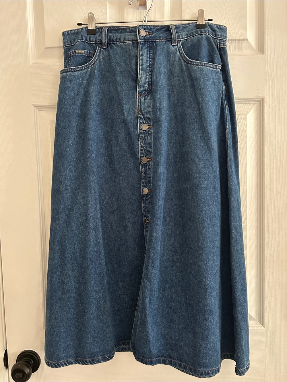 FDJ French Dressing Jeans Classic Button-Front Denim A-Line Skirt - Blue